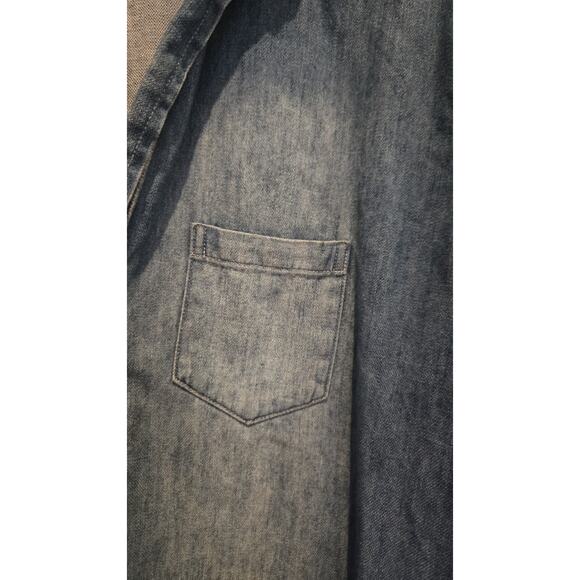 Frank & Eileen Women's Eileen Blue Denim Vintage Distressed Button-Up Shirt M - Picture 6 of 12